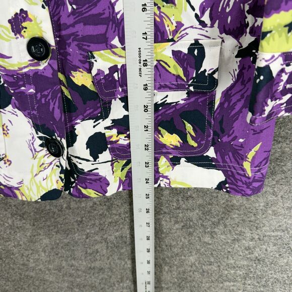 Christopher & Banks Jacket Women M Medium Purple Floral Button Up Collared - Picture 6 of 7